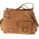 MAXX NY Pebbled Leather Shoulder Bag - Tan/Camel