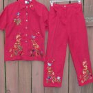 STUDIO WEST Red Embroidered Capri Set - Medium