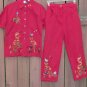 STUDIO WEST Red Embroidered Capri Set - Medium