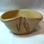 Heart stoneware pottery kitchen  candy trinket bowl dish earthenware wheat motif