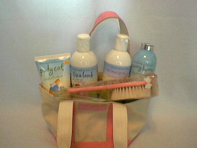 Crabtree Evelyn Nursery Tails Tote Cream Lotion Powder Shampoo Brush Liza Pudy Bunny 6 products