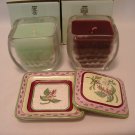 Partylite Fusions Topper Tray Set + Mulberry, Honeydew Glass Candles  - MIB mint poured candles