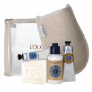 Loccitane Shea Hello VIP Gift Set  Soap Hand & Foot Creams Lotion Loofah Pouch