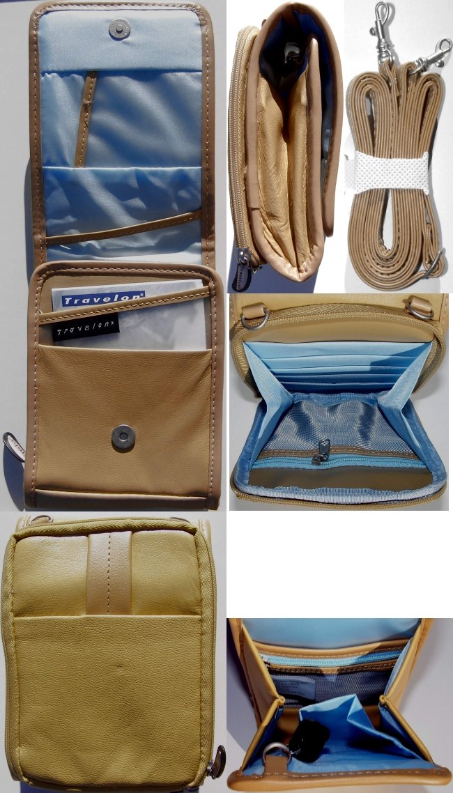 Travelon Leather Travel Organizer Crossbody Belt Shoulder Bag