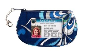 Vera Bradley Clip Zip ID Case Mediterranean Blue  coin purse tech card pda wallet  NWT Retired