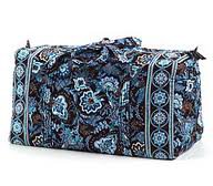 Vera Bradley Large Duffel  Java Blue overnight  carryon weekend NWT Retired satchel