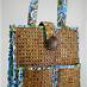 Vera Bradley Tiki Tote beach laptop shoulder bag Bali Blue  rattan cane wicker cruise - NWT Retired
