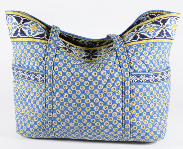 Vera Bradley Super Tote Riviera Blue XL beachbag carryall satchel weekender  â¢ EUC Rare Retired