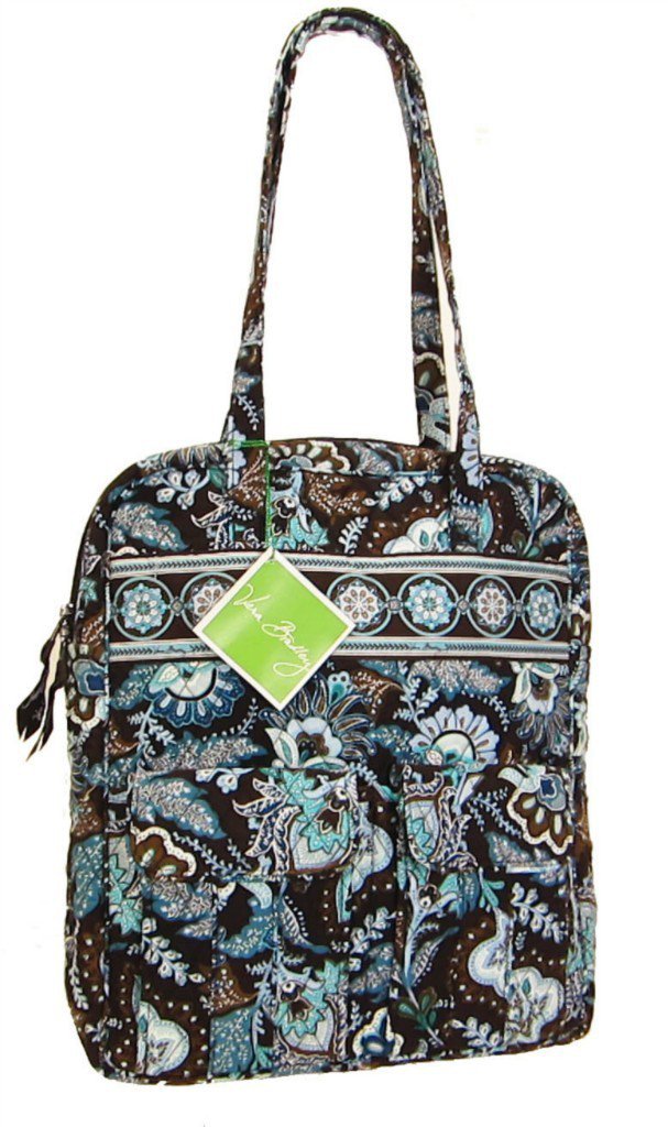 Vera Bradley Tall Zip Tote Java Blue laptop commuter case pocket tote