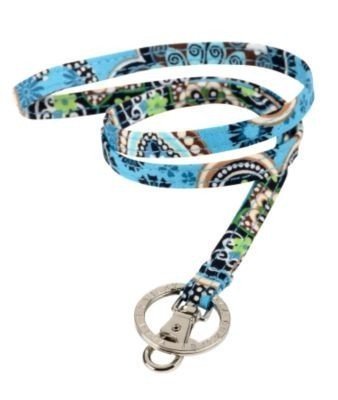 Vera Bradley Lanyard Id Badge Keyring Holder Bali Blue Nwt Fs