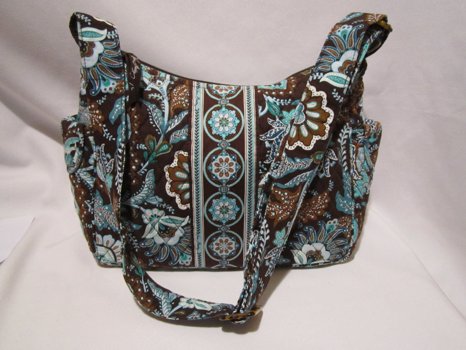 Vera Bradley On The Go Java Blue crossbody hobo shoulder bag   Retired EUC