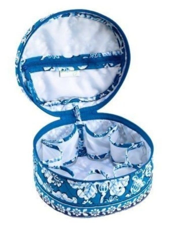 Vera Bradley Travel Cosmetic case Blue Lagoon NWT • round jewelry bag