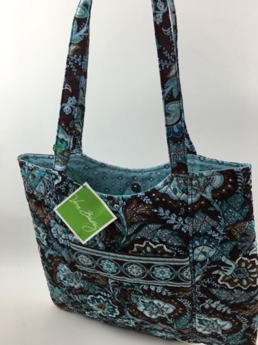 Vera Bradley Curvy Tote Java Blue purse knitting lingerie shopper tote ...