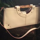 Claudia Firenze leather handbag pocketbook baguette bamboo handle Italy Vintage