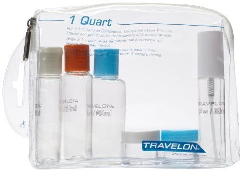 Travelon 1 Quart Zip Top Bag with Bottles, Clear, One Size (P T-5)