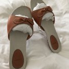 Lands End Mules slip-on slides 9-1/2 9.5 B, L leather and linen Lands End Mules slip-on slides 9-1/2 9.5 B, L leather and linen