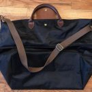 Longchamp style Le Pliage Expandable tote black nylon leather. not authentic but exc and new