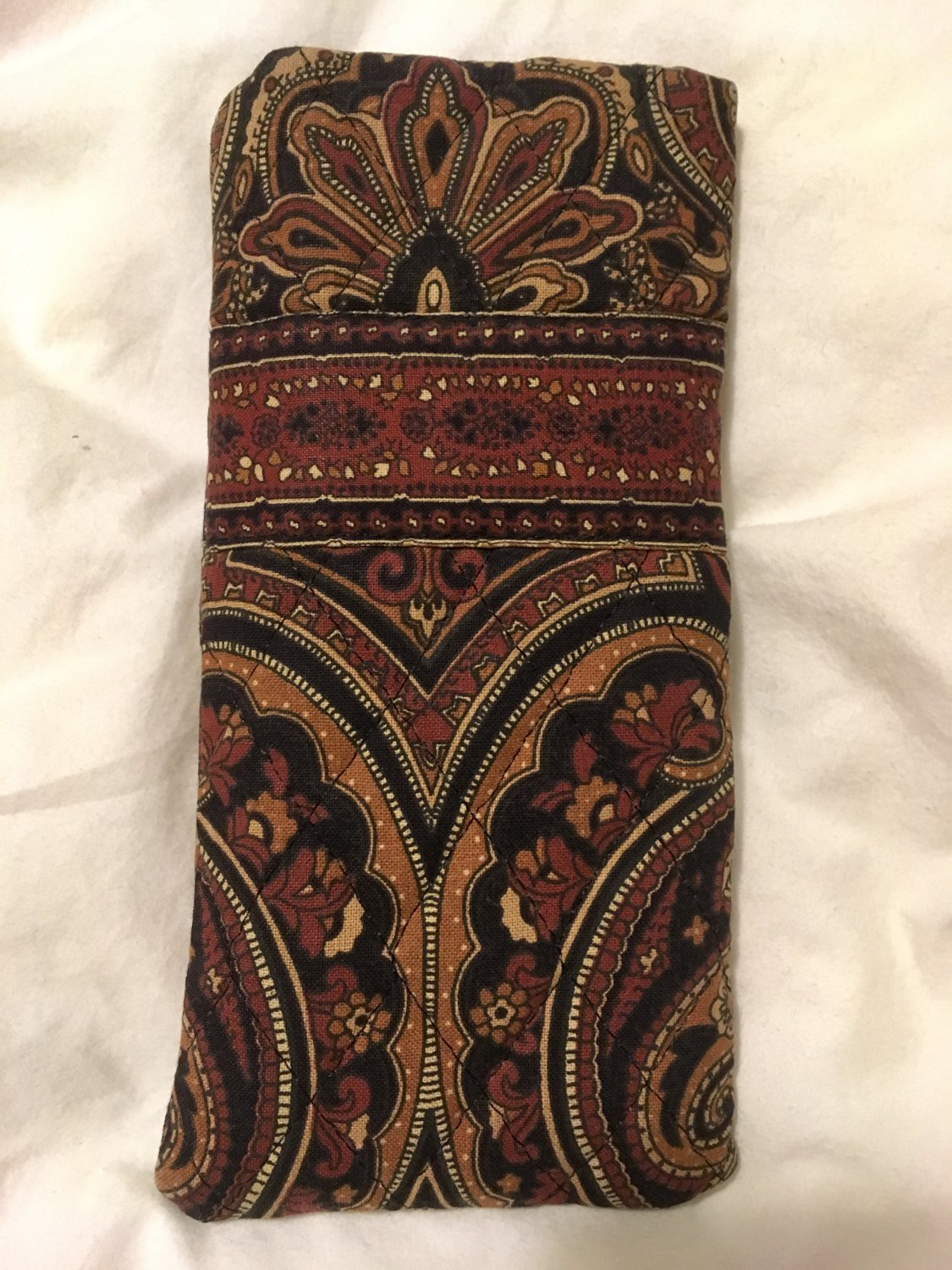 Vera bradley eyeglass case mocha early vintage brown paisley pattern