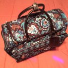 Vera Bradley Rolling Tote 17" Java Blue wheeled luggage carry on Retired
