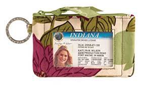 Vera Bradley Zip ID Case Hello Dahlia    coin purse credit card wallet keyring NWT
