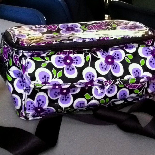 Plum Petals Cooler Vera Bradley insulated lunch tote bottle bag camera case travel cosmetic