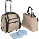 Travelon Wheeled Underseat Carry-On Bag 14" with backup bag. Khaki tan discontinued color