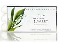 Crabtree Evelyn Triple-Milled Soap Classic Lily of the Valley Box/3  Disc'd version 100g