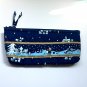 Vera Bradley Blue Holiday Brush and Pencil case vintage retired make up toiletries tech