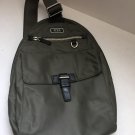 Tumi Brive Sling convertible Backpack nylon leather sage olive brown silver crossbody Tumi Brive Sling convertible Backpack nylon leather sage olive brown silver crossbody