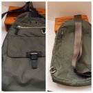 Tumi Brive Sling Backpack nylon leather sage olive brown silver   mint condition