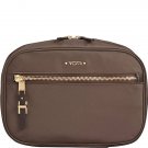 Tumi Voyageur Yima Cosmetic Mink toiletry nylon zip around case. hanging hook. disc'd color brown
