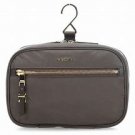 Tumi Voyageur Yima Cosmetic Mink toiletry nylon zip around case. hanging hook. disc'd color brown