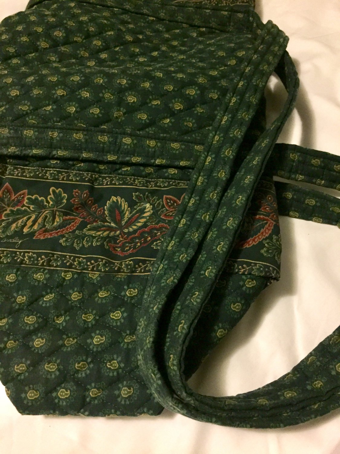 Vera Bradley Large Duffel Talbot Green Classic Retired  satchel vintage crisp mint