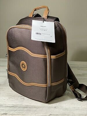 Delsey Paris Chatelet Soft Air Backpack personal item luggage NWT Chocolate mocha brown