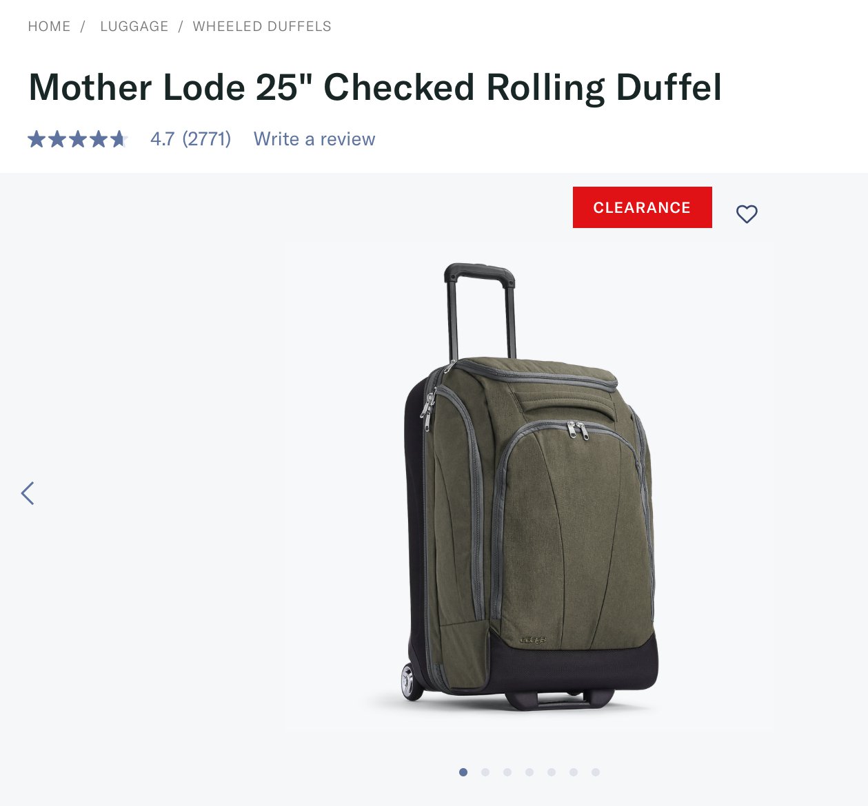 eBags Mother Lode 25” Checked Rolling Duffel SAGE Green Ltd Ed ...
