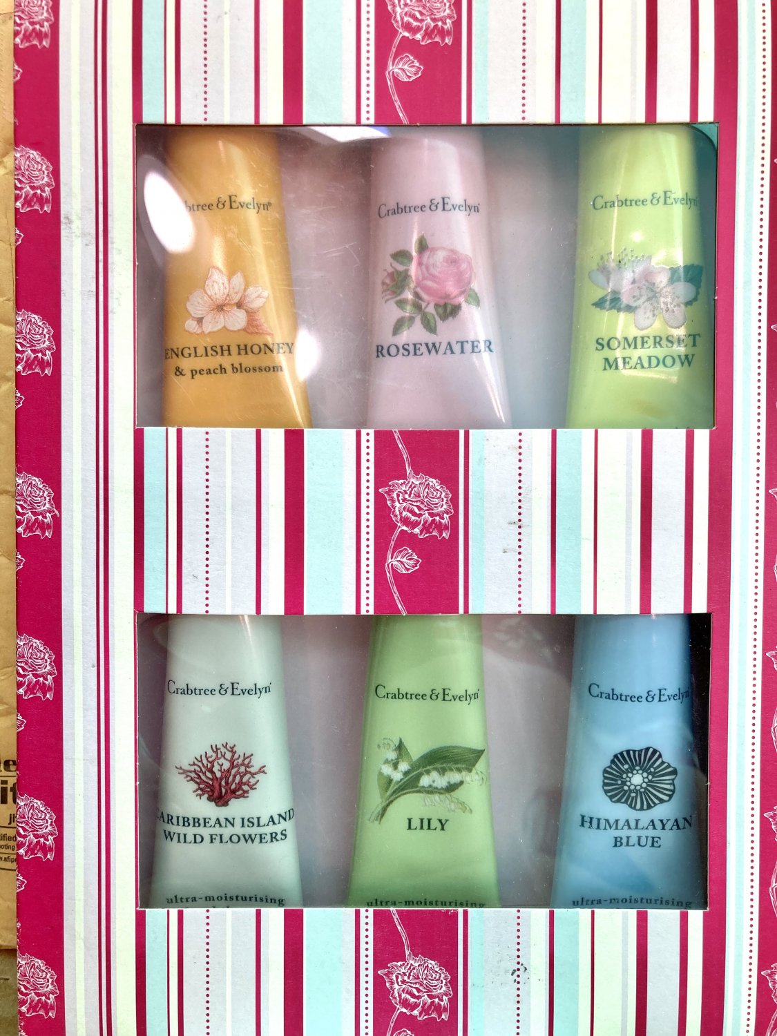 Crabtree Evelyn Hand Therapy Sampler â�¢ 6 tubes 0.9 oz. 25g himalayan peach lily