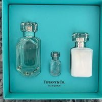 Tiffany Co 3Pc Eau de Parfum Gift Set 2.5 oz Spray - 0.16 oz EDP Travel - 3.4 oz lotion