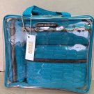 Aimee Kestenberg Ivy 4 Pc python quilted travel cosmetic toiletry set Rare Teal blue Aimee Kestenberg Ivy 4 Pc python quilted travel cosmetic toiletry set Rare Teal blue