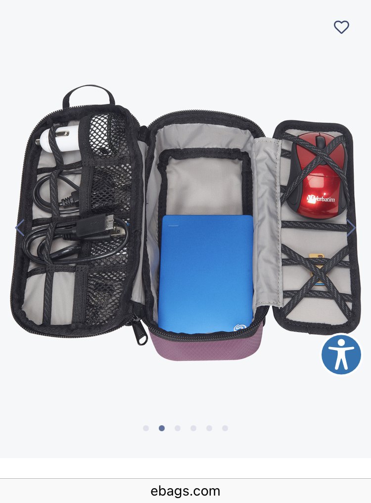 ebags Classic Small Cord Cube charger tech cord storage zip case Titanium