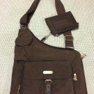 Baggallini crossbody shoulder bag Espresso brown . Attached zip pouch. Lie flat slim profile nylon