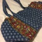 Vera Bradley Large Duffel Talbot Blue Classic Retired  satchel vintage crisp mint
