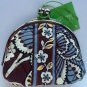 Vera Bradley Double Kiss Coin Purse Slate Blooms Retired NWT • clutch girls small purse