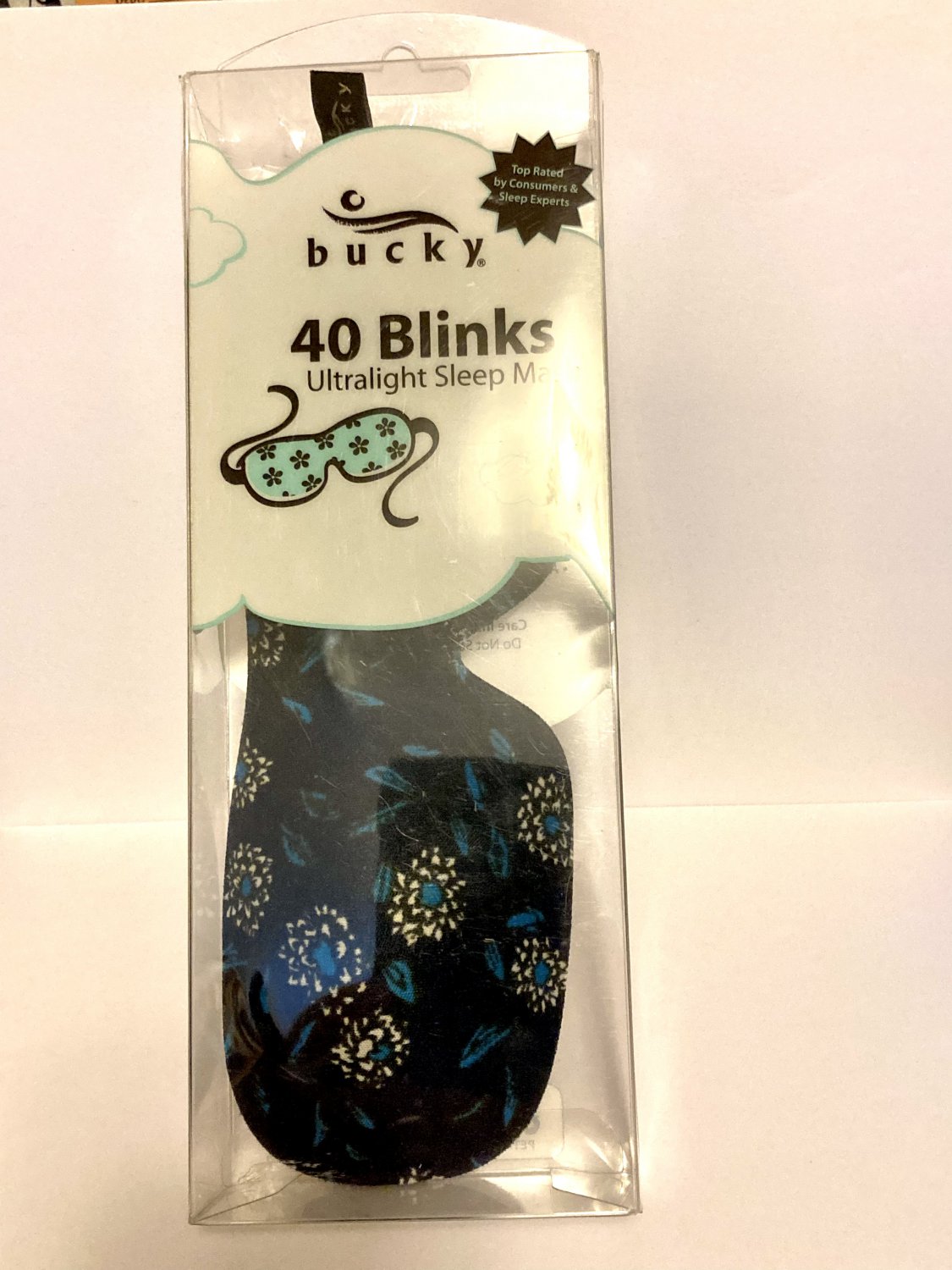 Bucky 40 Blinks Ultralight Sleep Mask  navy with white petals NIP light blocking