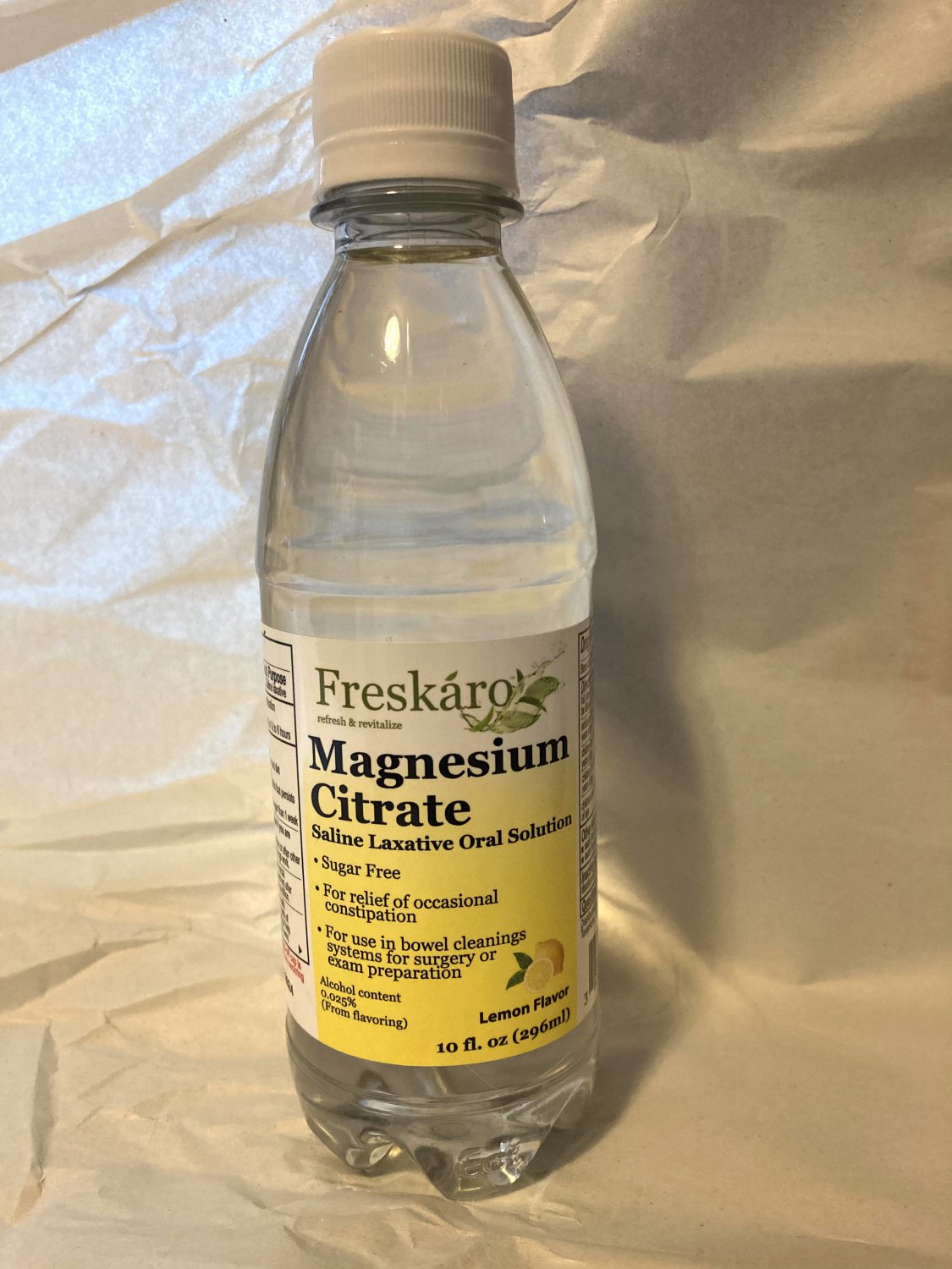 FreskÃ¡ro Magnesium Citrate Liquid LEMON 10 oz. saline laxative colonoscopy prep
