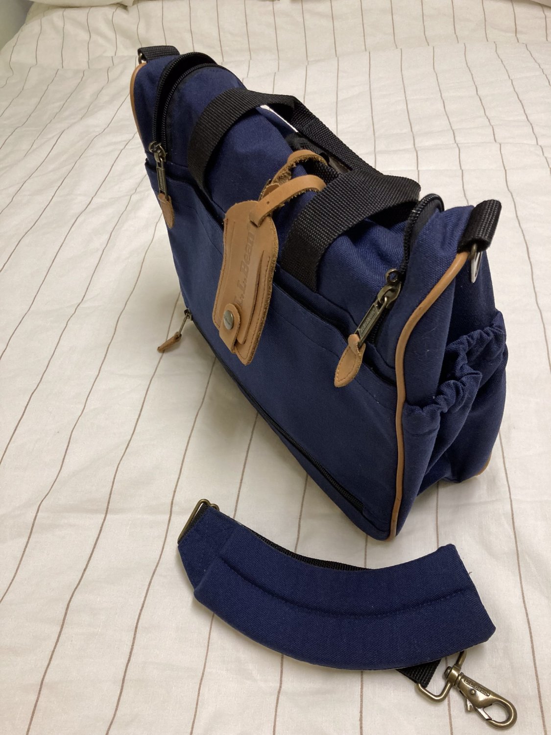 LL Bean Canvas Leather boarding bag vintage overnight travel underseat case personal item