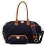 Jemma Birdie 43 Black Tan trim Gym Office Weekend Overnight Cosmetic Case Tote Italy