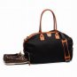 Jemma Birdie 43 Black Tan trim Gym Office Weekend Overnight Cosmetic Case Tote Italy