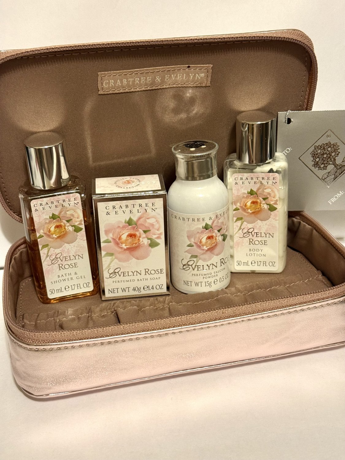 Crabtree Evelyn Holland Park travel Cosmetic in Original Evelyn Rose GIFT powder