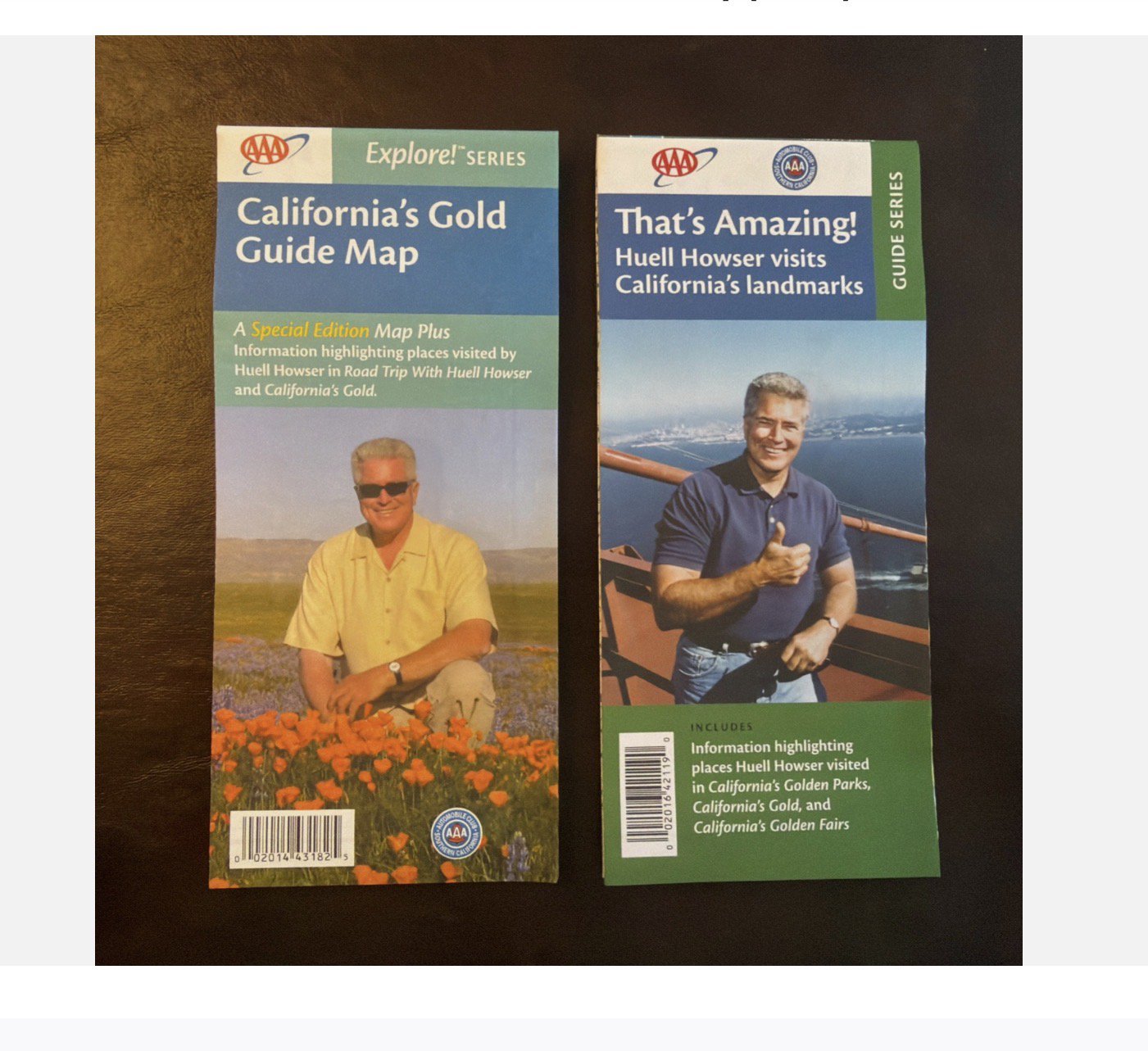 Huell Howser That's Amazing + California's Gold Guide TV host AAA 2 road maps Collectible
