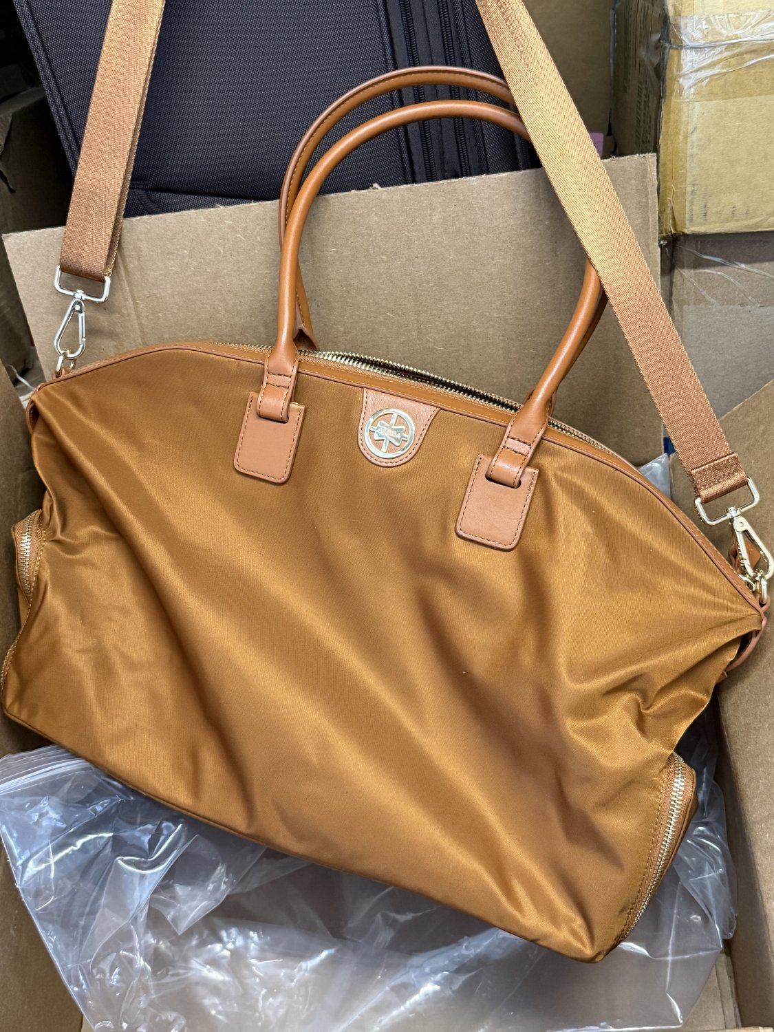 Jemma Birdie 43 British Tan Gym Office Weekend Overnight Tote Italy + laundry bag